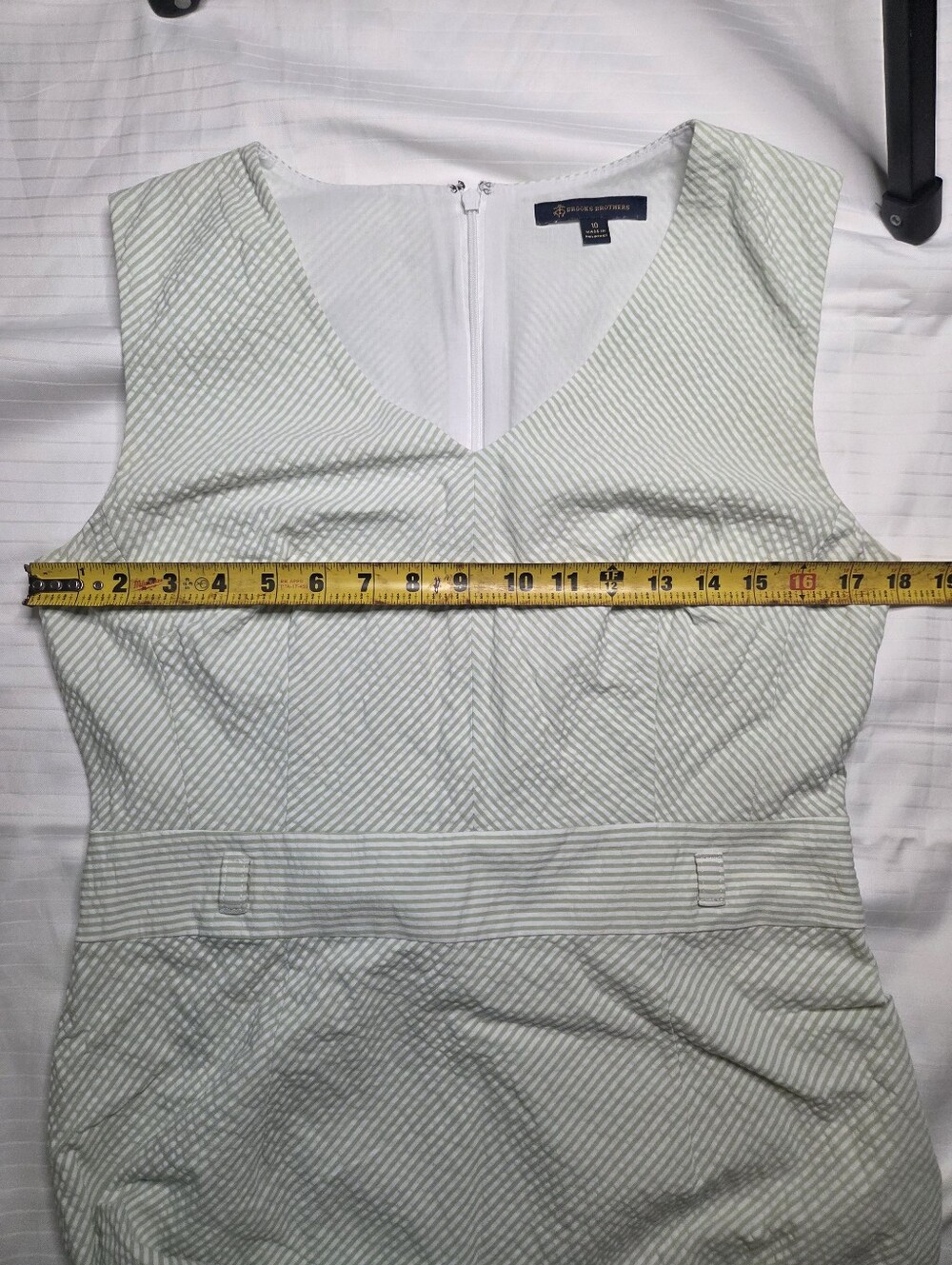 Brooks Brothers Cream Textured Midi Dress with Belt - Picture 9 of 10